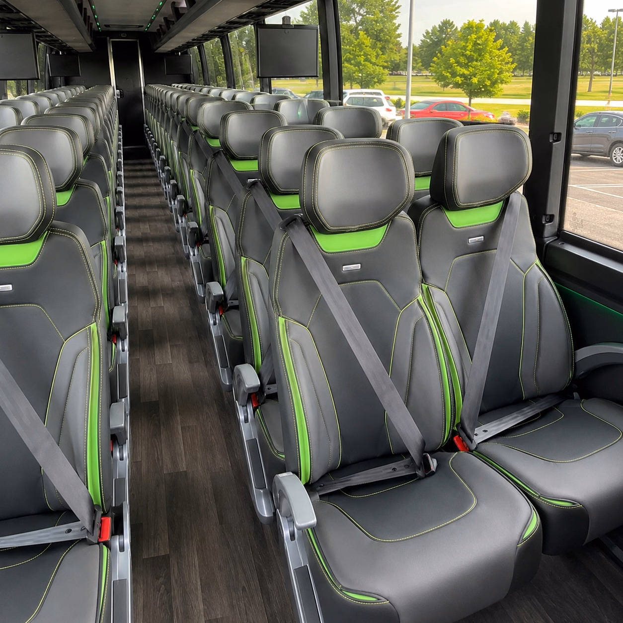 56 passenger charter bus inside